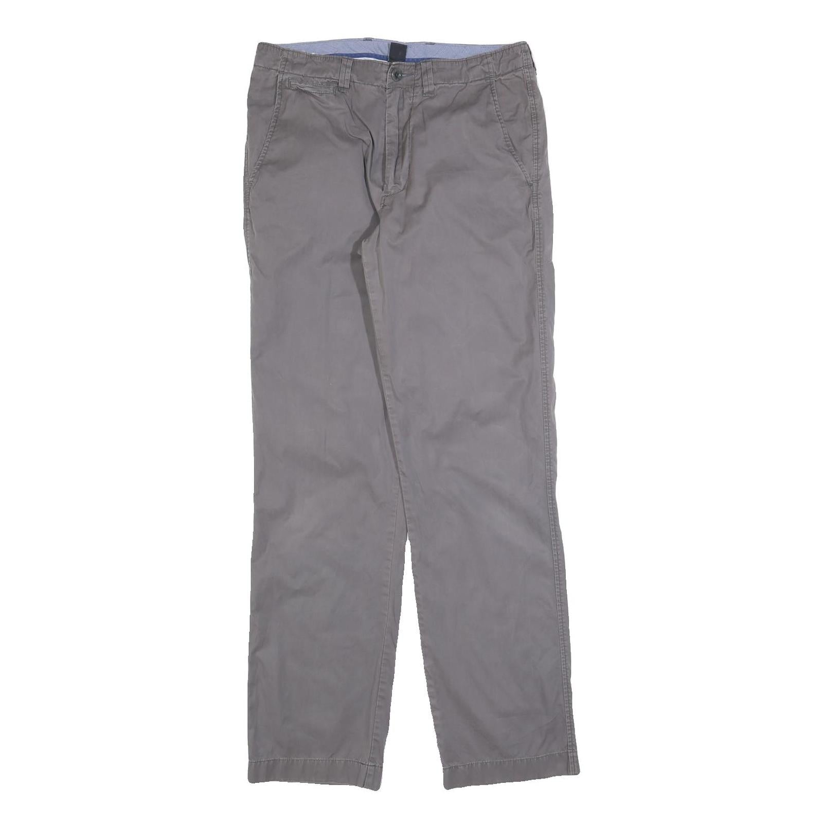 J.CREW Mens Regular Fit Grey Cotton Blend Zip Trousers W30 L32 Casual Classic