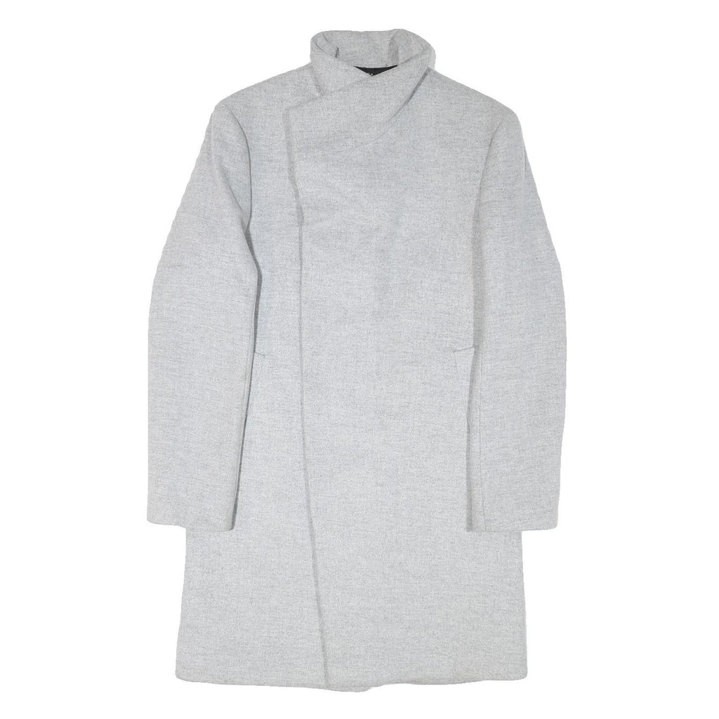 ZARA Mens Grey Wool Blend Slim Jacket S Plain Button Closure Contemporary