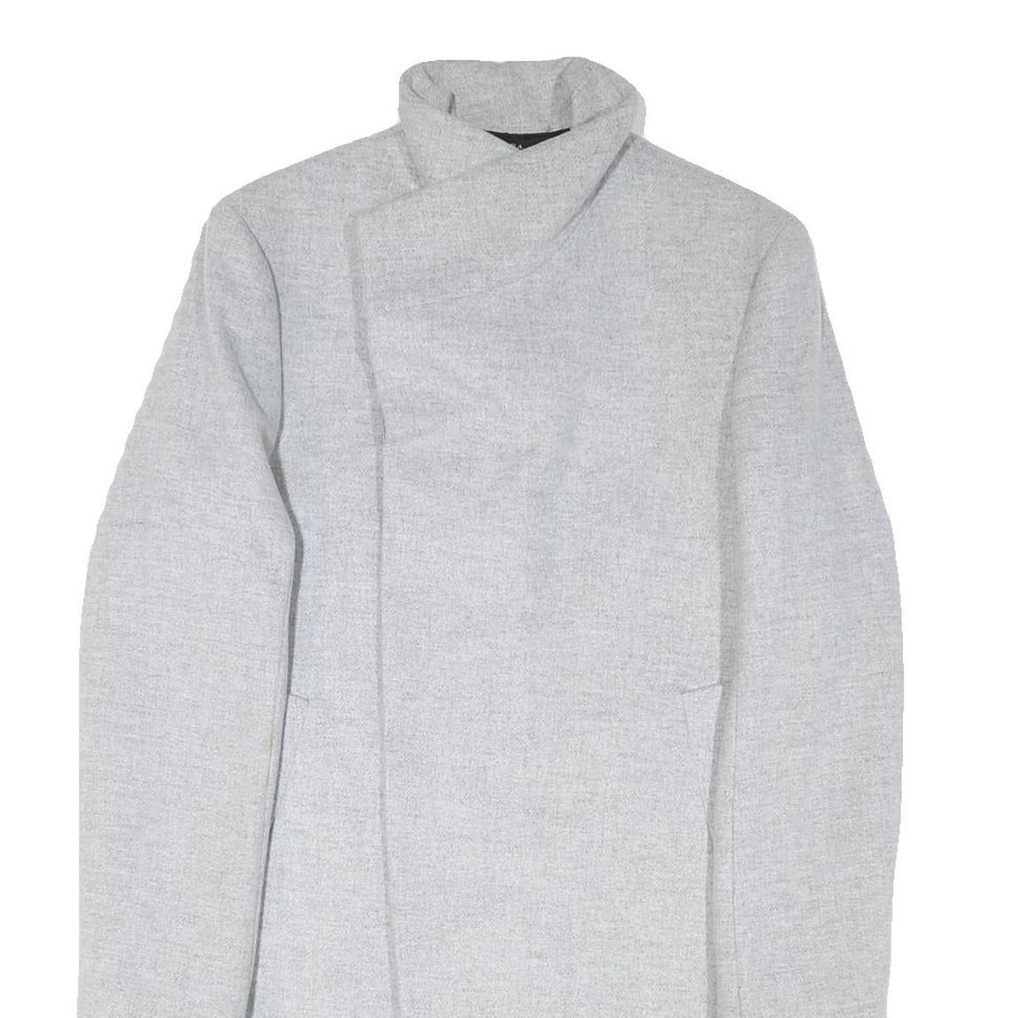 ZARA Mens Grey Wool Blend Slim Jacket S Plain Button Closure Contemporary