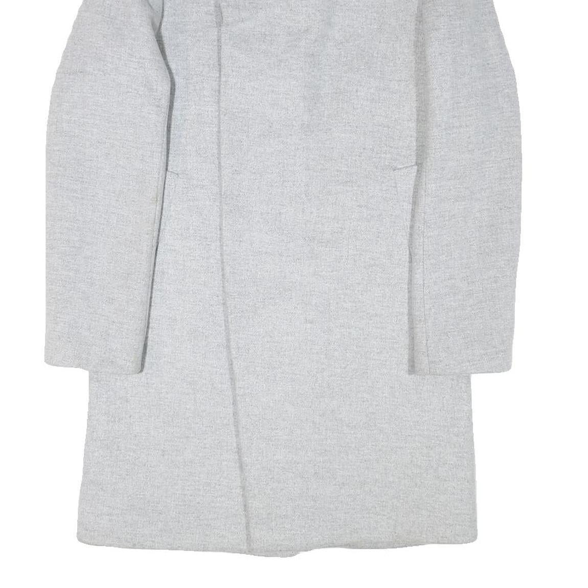 ZARA Mens Grey Wool Blend Slim Jacket S Plain Button Closure Contemporary