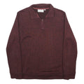 MOUNTAIN WAREHOUSE Mens Maroon Pullover Patterned Jumper 1/4 Zip L Polyester