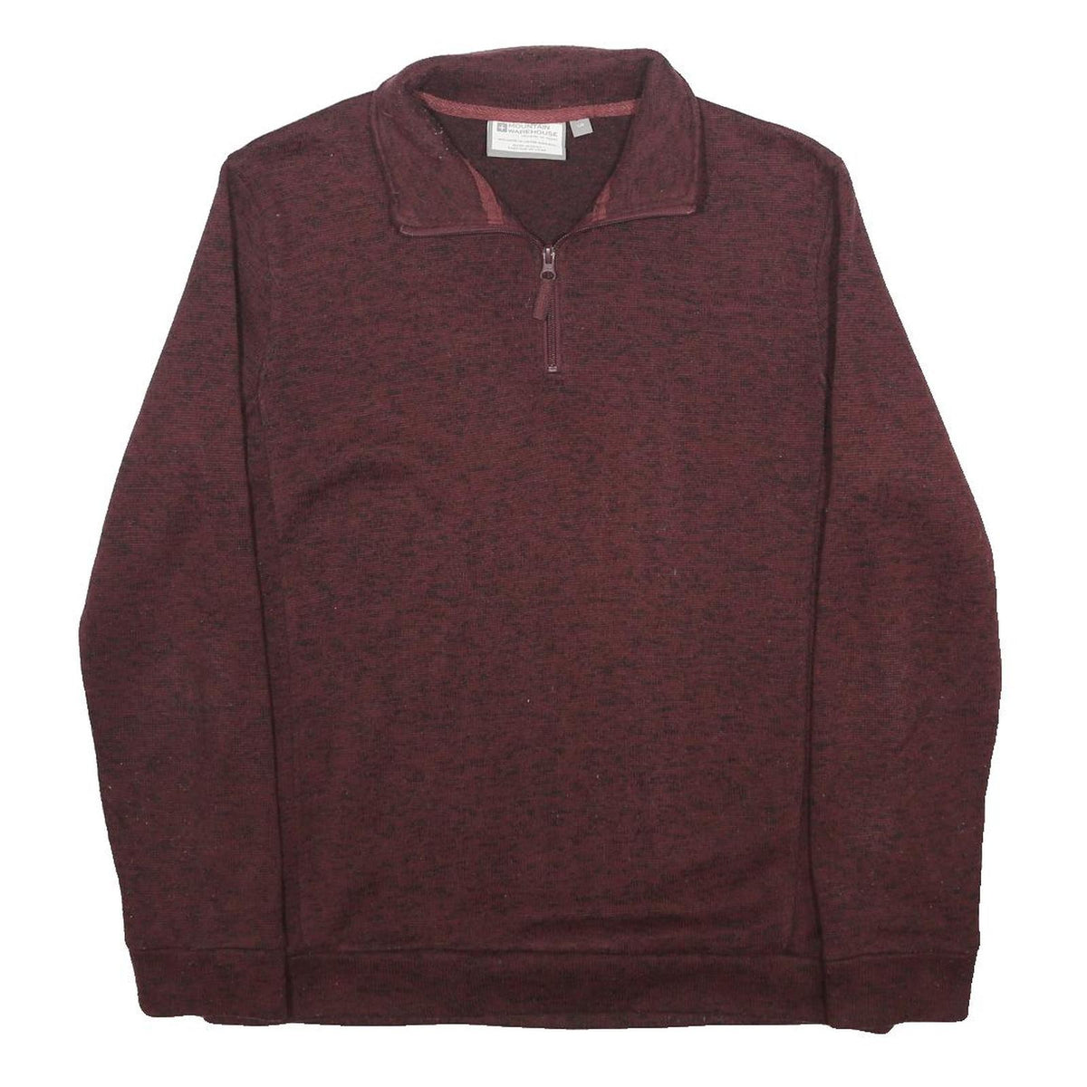 MOUNTAIN WAREHOUSE Mens Maroon Pullover Patterned Jumper 1/4 Zip L Polyester