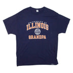 HANES University Of Illinois Mens T-Shirt Blue USA Roll Neck XL