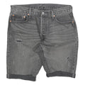 LEVI'S Womens Grey Denim Casual Shorts L W34 Distressed Cuffed Hem