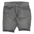 LEVI'S Womens Grey Denim Casual Shorts L W34 Distressed Cuffed Hem