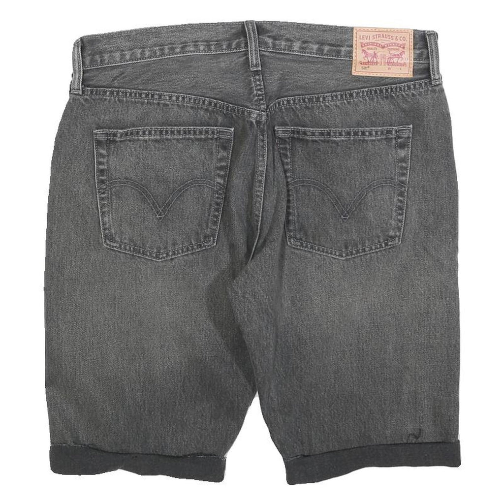 LEVI'S Womens Grey Denim Casual Shorts L W34 Distressed Cuffed Hem