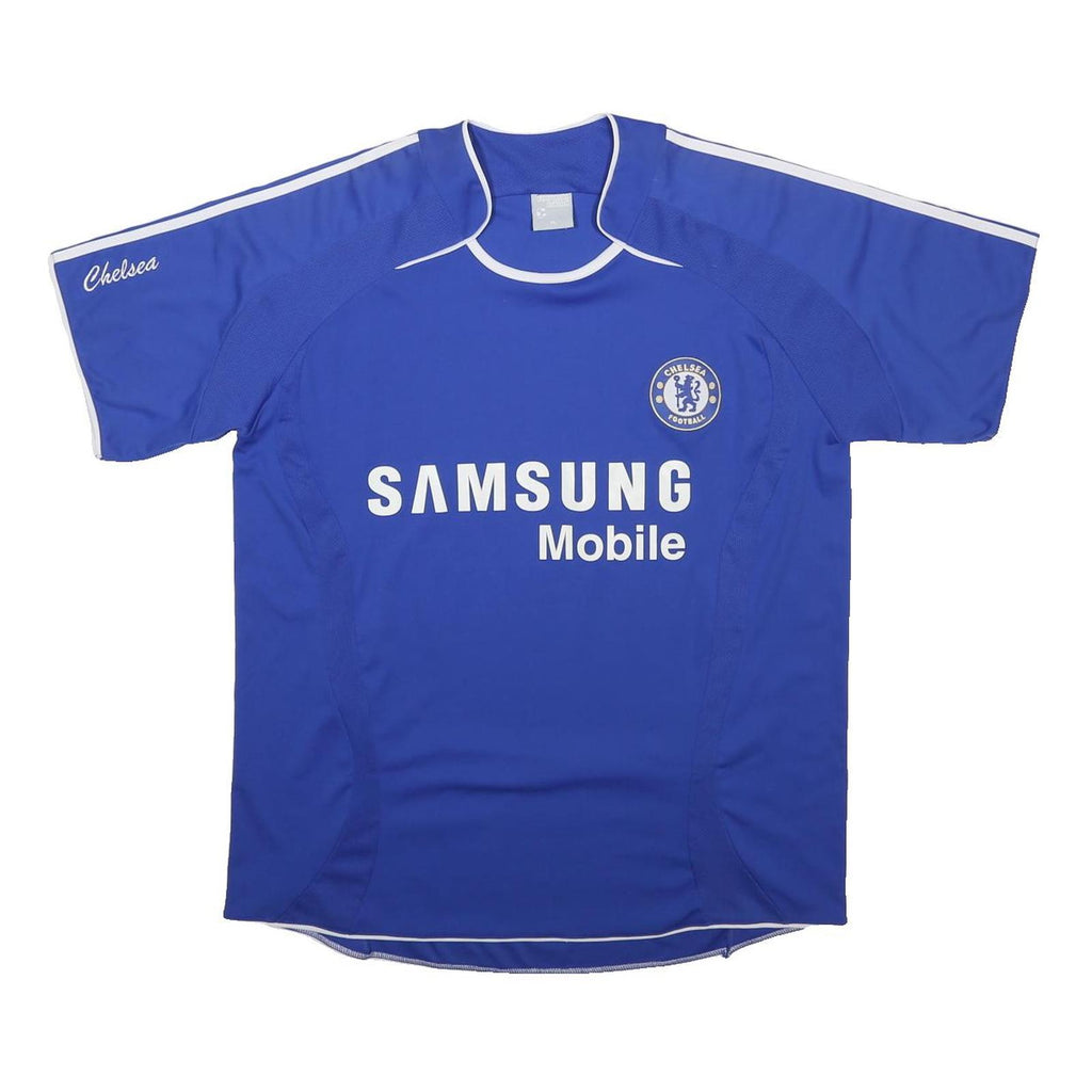 FOOTBALL ACTION Mens Blue Chelsea Drogba Graphic T-Shirt XL Short Sleeve Crew