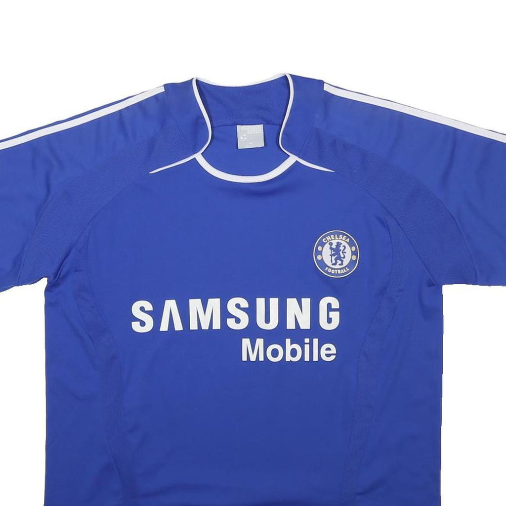 FOOTBALL ACTION Mens Blue Chelsea Drogba Graphic T-Shirt XL Short Sleeve Crew