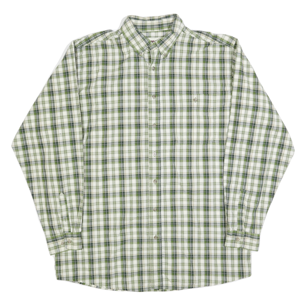 WRANGLER Mens Green & White Check Shirt XL Long Sleeve Cotton Comfortable Casual