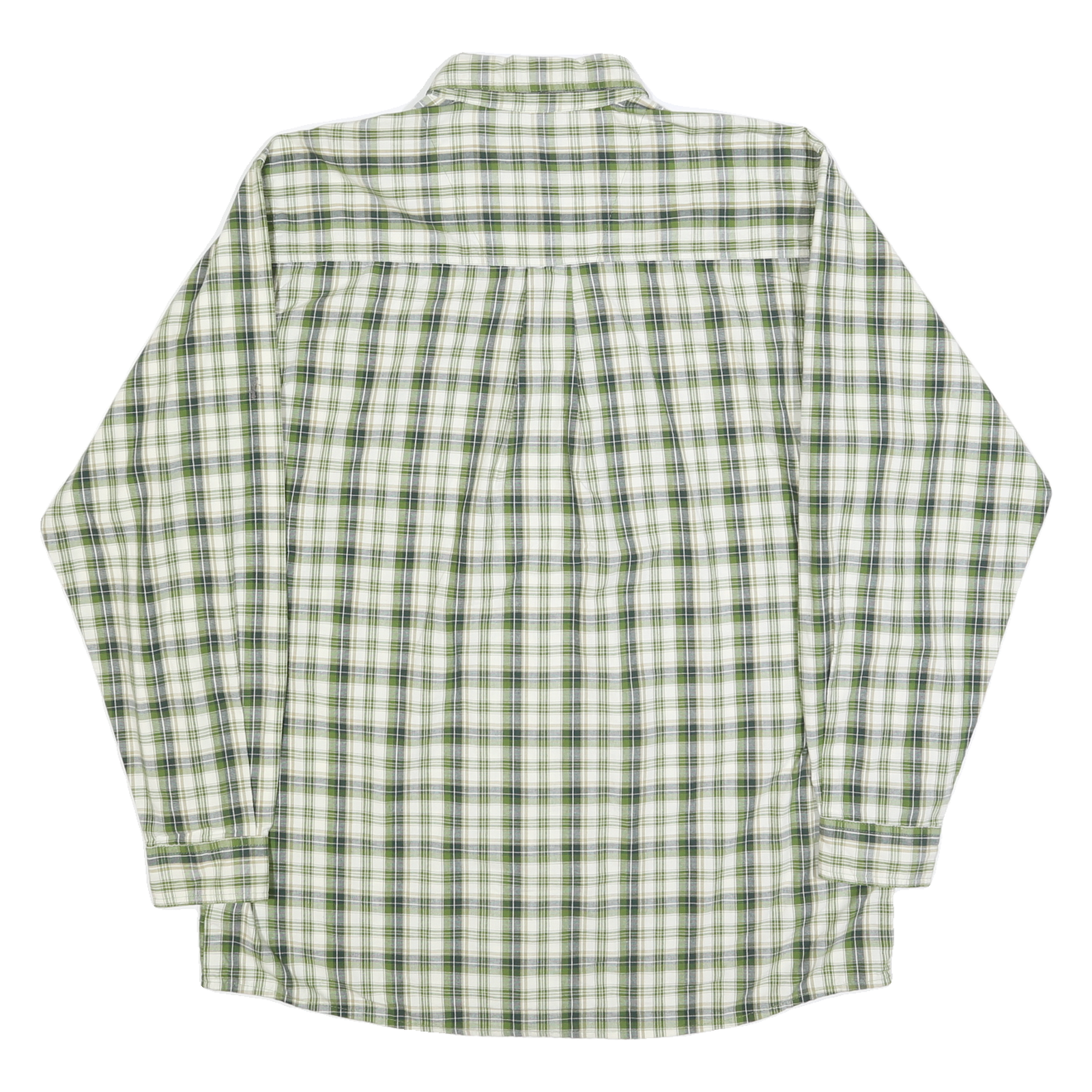WRANGLER Mens Green & White Check Shirt XL Long Sleeve Cotton Comfortable Casual