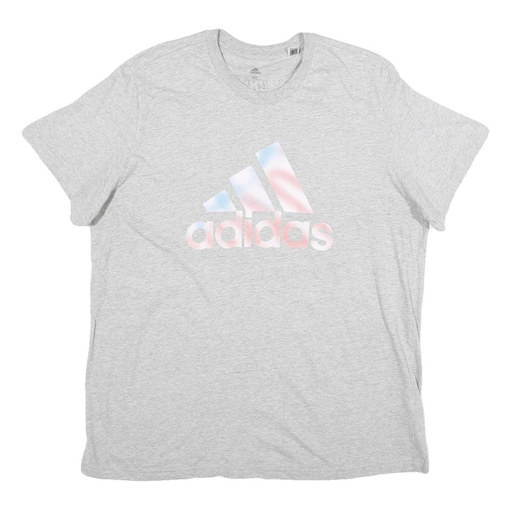 ADIDAS Mens Grey Cotton Graphic T-Shirt XL Crew Neck Short Sleeve Casual Sport