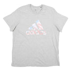ADIDAS Mens Grey Cotton Graphic T-Shirt XL Crew Neck Short Sleeve Casual Sport