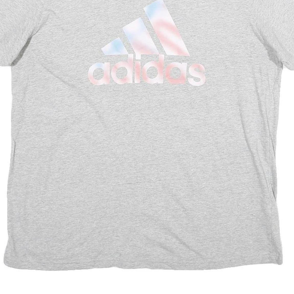 ADIDAS Mens Grey Cotton Graphic T-Shirt XL Crew Neck Short Sleeve Casual Sport
