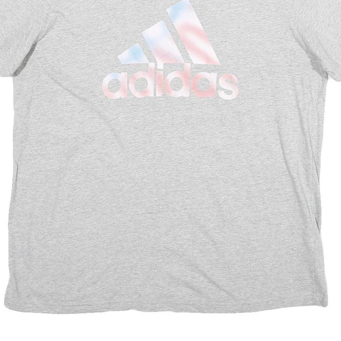 ADIDAS Mens Grey Cotton Graphic T-Shirt XL Crew Neck Short Sleeve Casual Sport