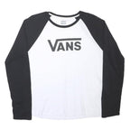 VANS Mens Black & White Graphic T-Shirt XL Long Sleeve Crew Neck Logo