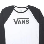 VANS Mens Black & White Graphic T-Shirt XL Long Sleeve Crew Neck Logo