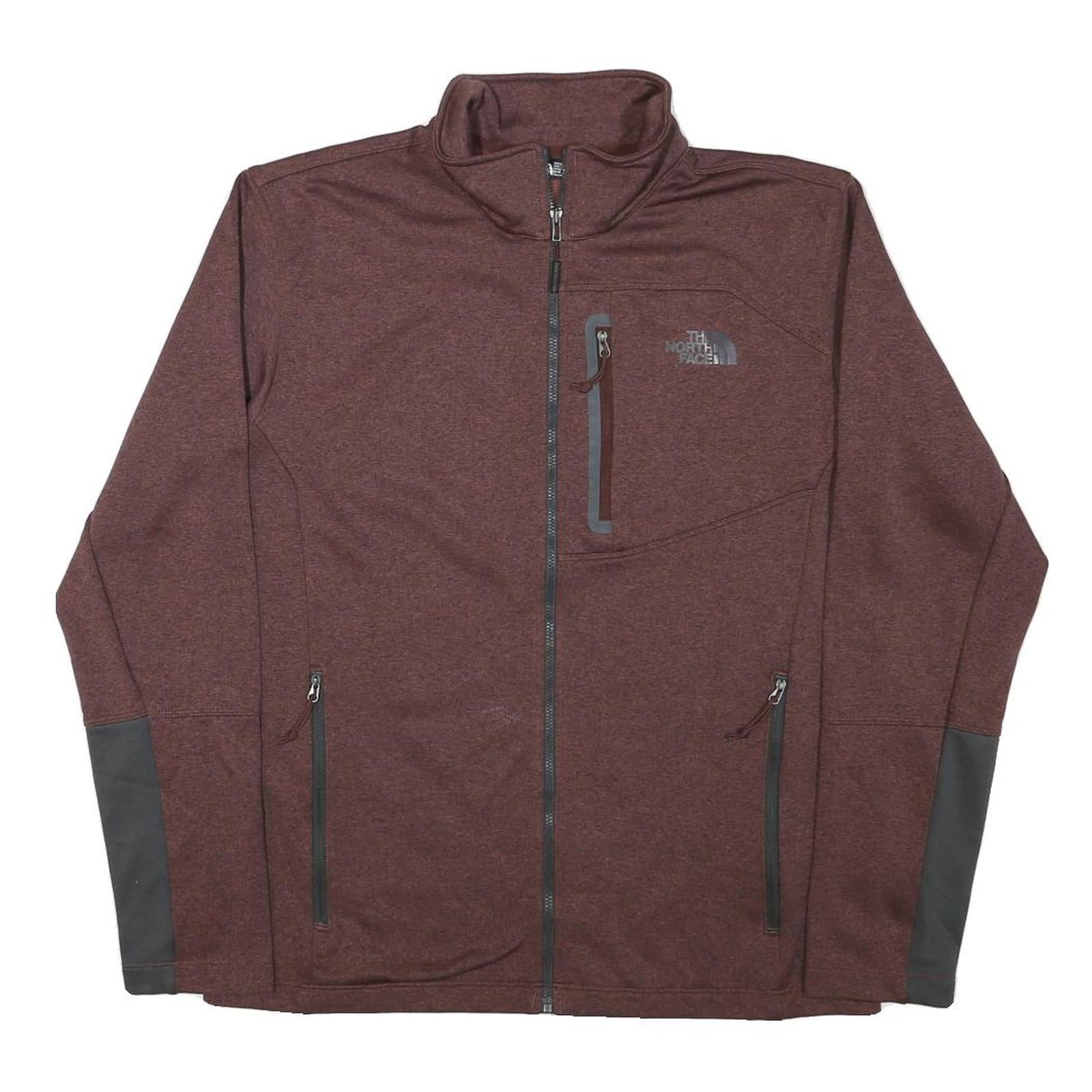 THE NORTH FACE Mens Maroon & Grey Outdoor Jacket M Polyester Blend Zip
