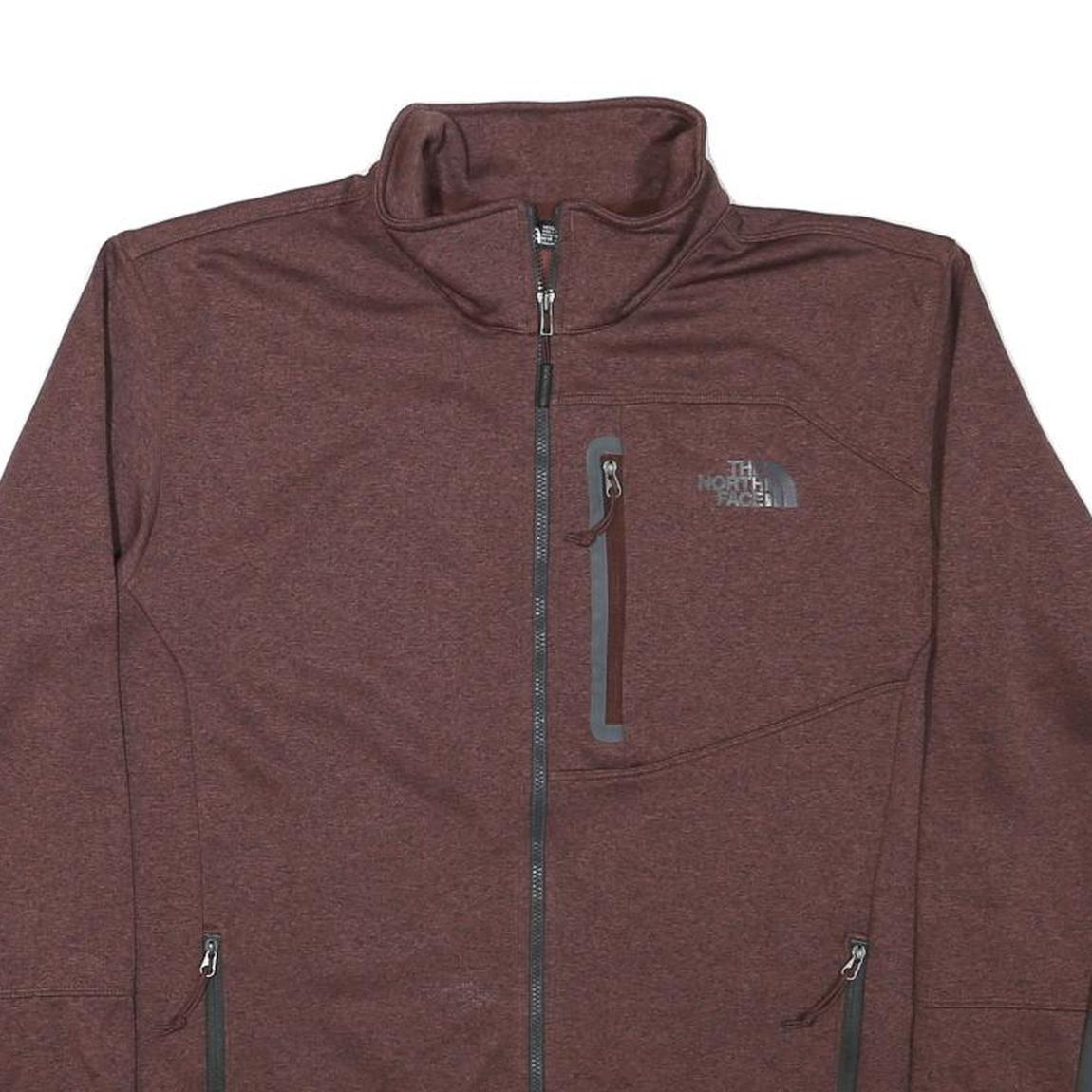 THE NORTH FACE Mens Maroon & Grey Outdoor Jacket M Polyester Blend Zip