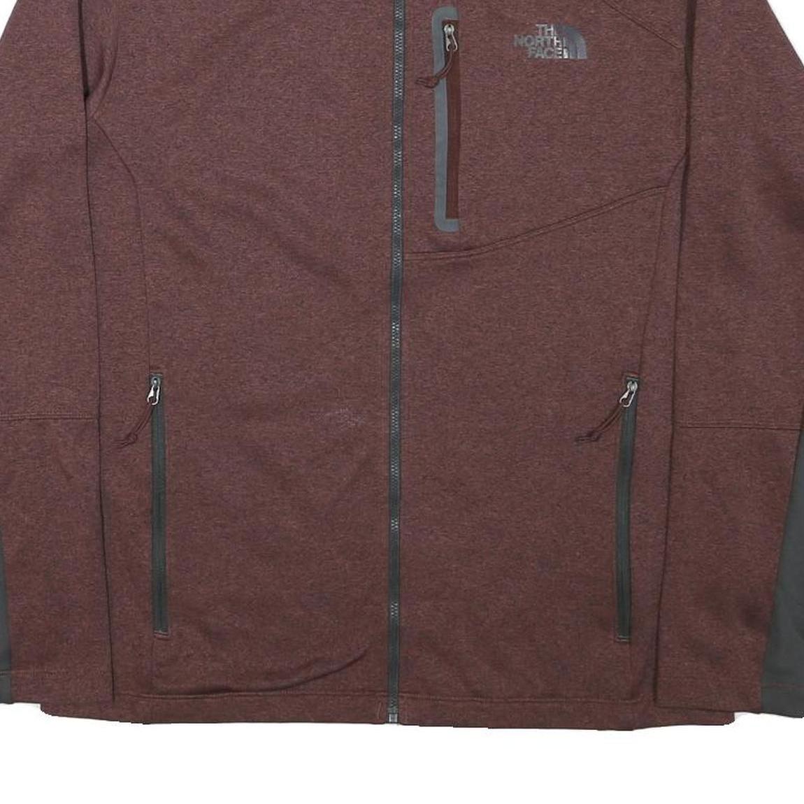 THE NORTH FACE Mens Maroon & Grey Outdoor Jacket M Polyester Blend Zip