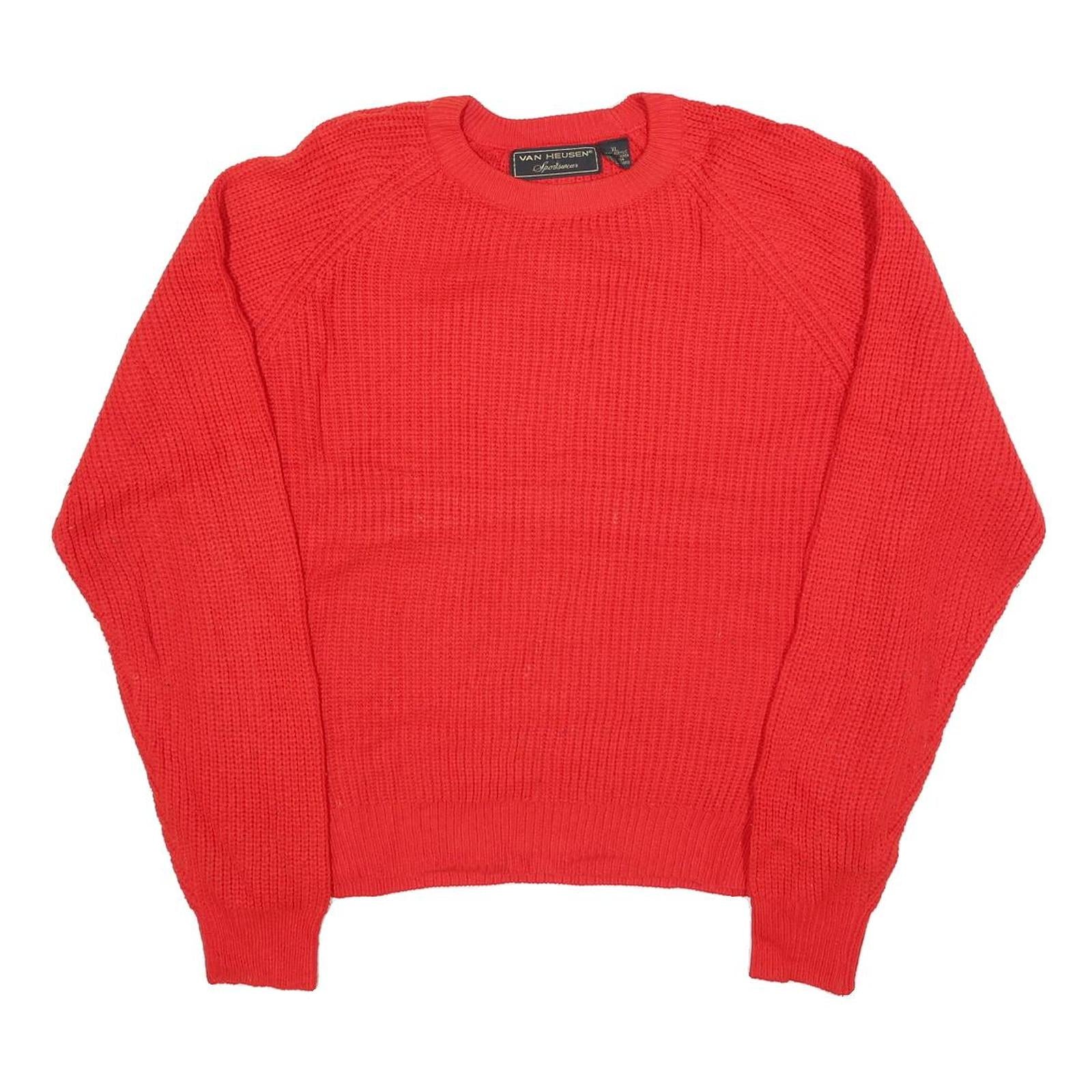 VAN HEUSEN Womens Red Plain Acrylic Crew Neck Basic Knit XL Jumper Soft