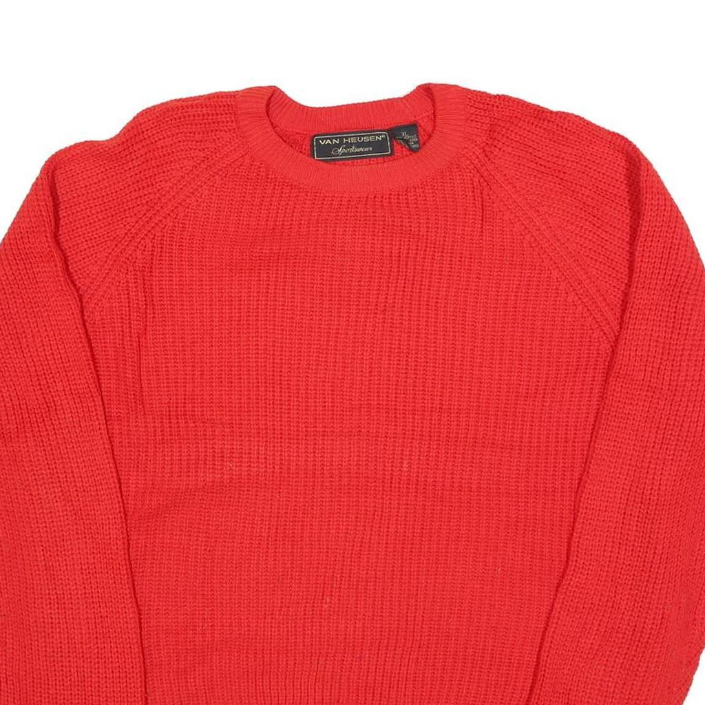 VAN HEUSEN Womens Red Plain Acrylic Crew Neck Basic Knit XL Jumper Soft