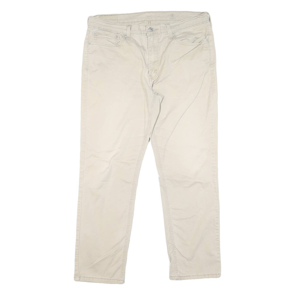 LEVI'S Mens Cotton Blend Beige Classic Straight Trousers W36 L27 Casual Comfort