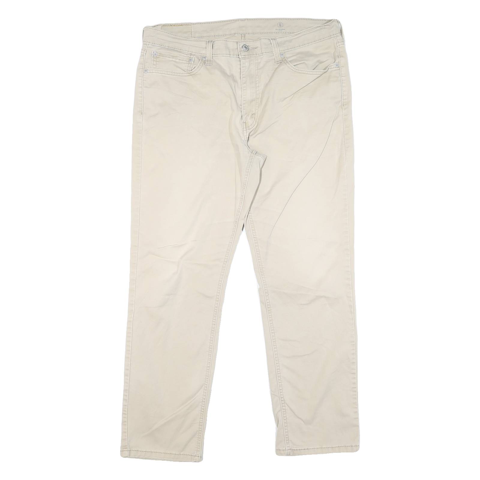LEVI'S Mens Cotton Blend Beige Classic Straight Trousers W36 L27 Casual Comfort
