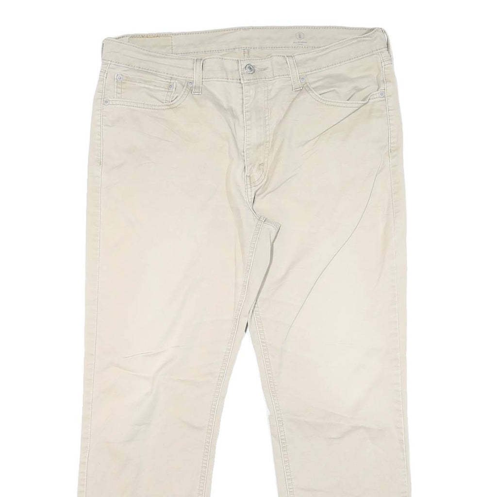 LEVI'S Mens Cotton Blend Beige Classic Straight Trousers W36 L27 Casual Comfort