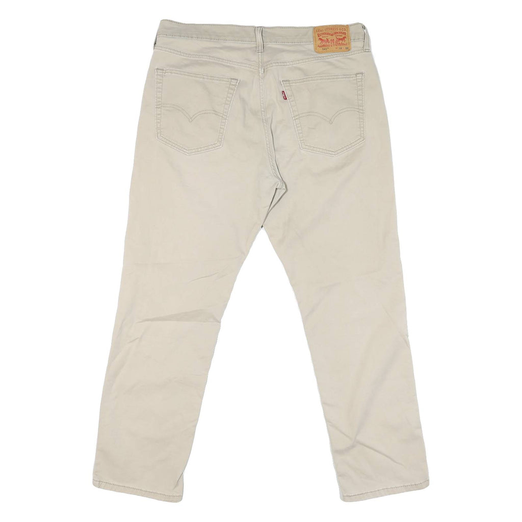 LEVI'S Mens Cotton Blend Beige Classic Straight Trousers W36 L27 Casual Comfort