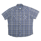 WRANGLER Mens Blue & White Checked Shirt XL Western Casual Cotton Blend