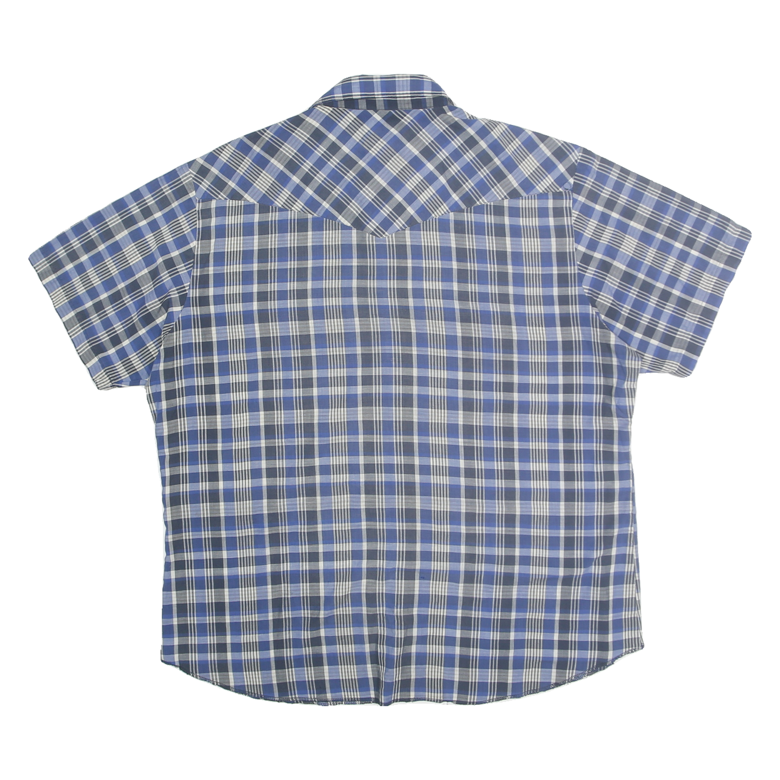 WRANGLER Mens Blue & White Checked Shirt XL Western Casual Cotton Blend