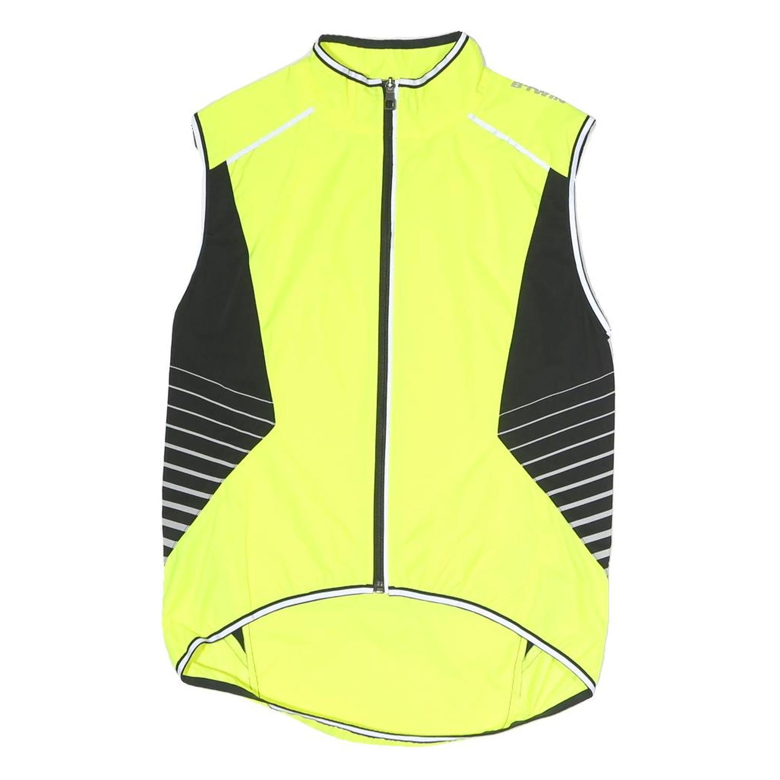 DECATHLON Mens Yellow & Black Cycling Gilet S Polyester Zip Reflective