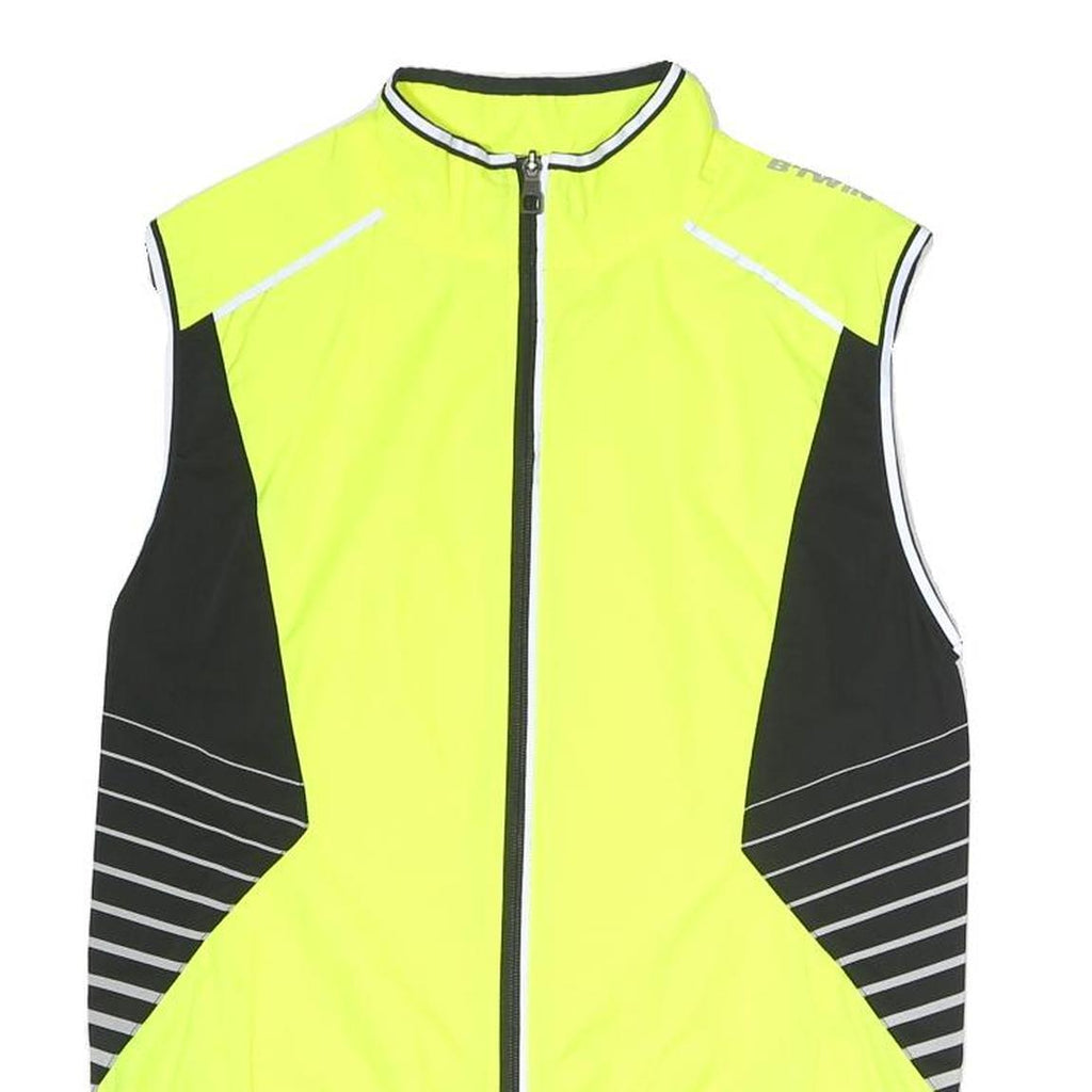 DECATHLON Mens Yellow & Black Cycling Gilet S Polyester Zip Reflective