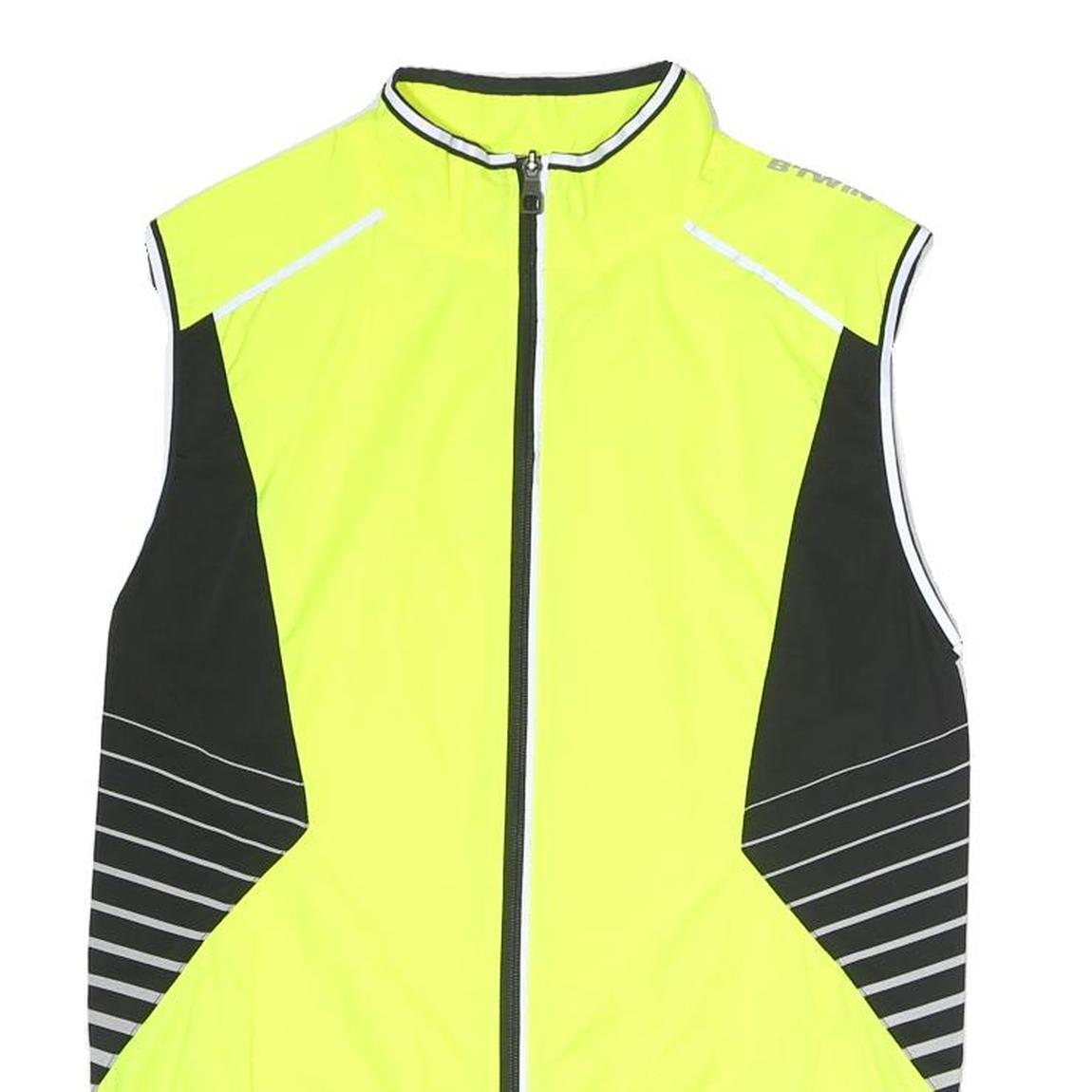 DECATHLON Mens Yellow & Black Cycling Gilet S Polyester Zip Reflective
