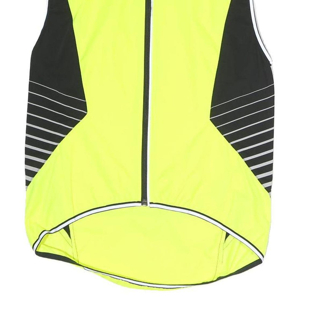 DECATHLON Mens Yellow & Black Cycling Gilet S Polyester Zip Reflective
