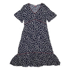 TOMMY JEANS Womens Navy Blue White Floral Day Woven Short Sleeve Knee Length M