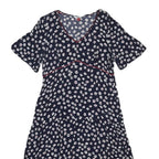 TOMMY JEANS Womens Navy Blue White Floral Day Woven Short Sleeve Knee Length M