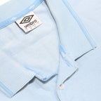 UMBRO Mens Light Blue Short Sleeve Plain Polo Shirt L Cotton Blend Casual