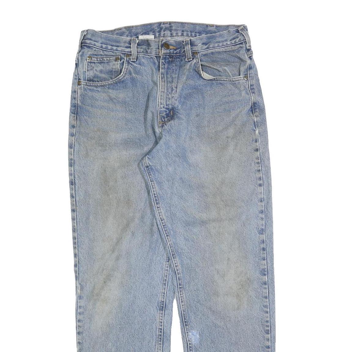 CARHARTT Mens Relaxed Blue Denim Jeans W33 L32 Cotton Blend Zip Casual Workwear