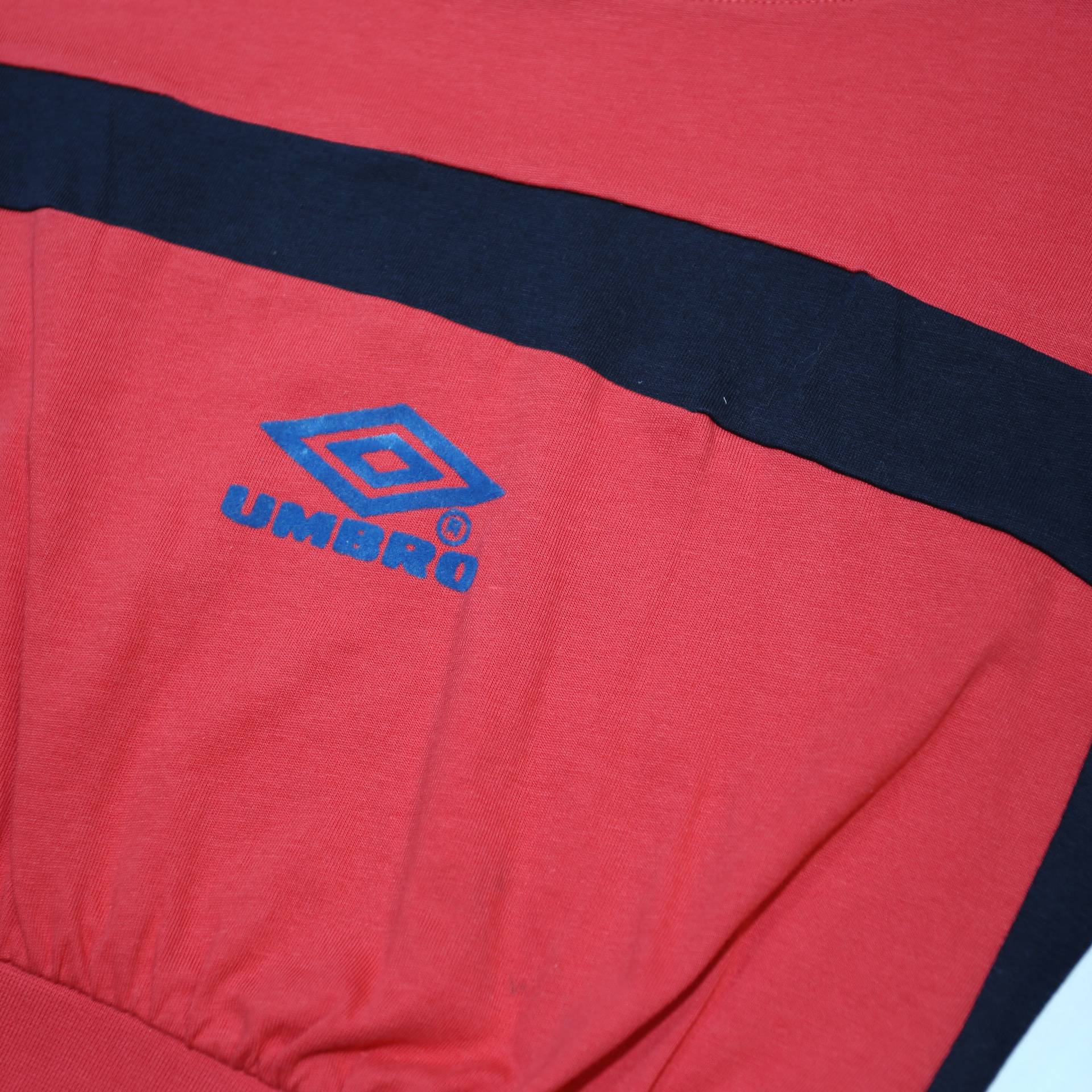 UMBRO Womens Red Black & White Modern T-Shirt M Long Sleeve Crew Neck Sportswear