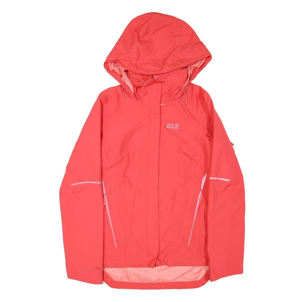 JACK WOLFSKIN Womens Red Outdoor Jacket S Polyester Blend Waterproof Hooded Zip