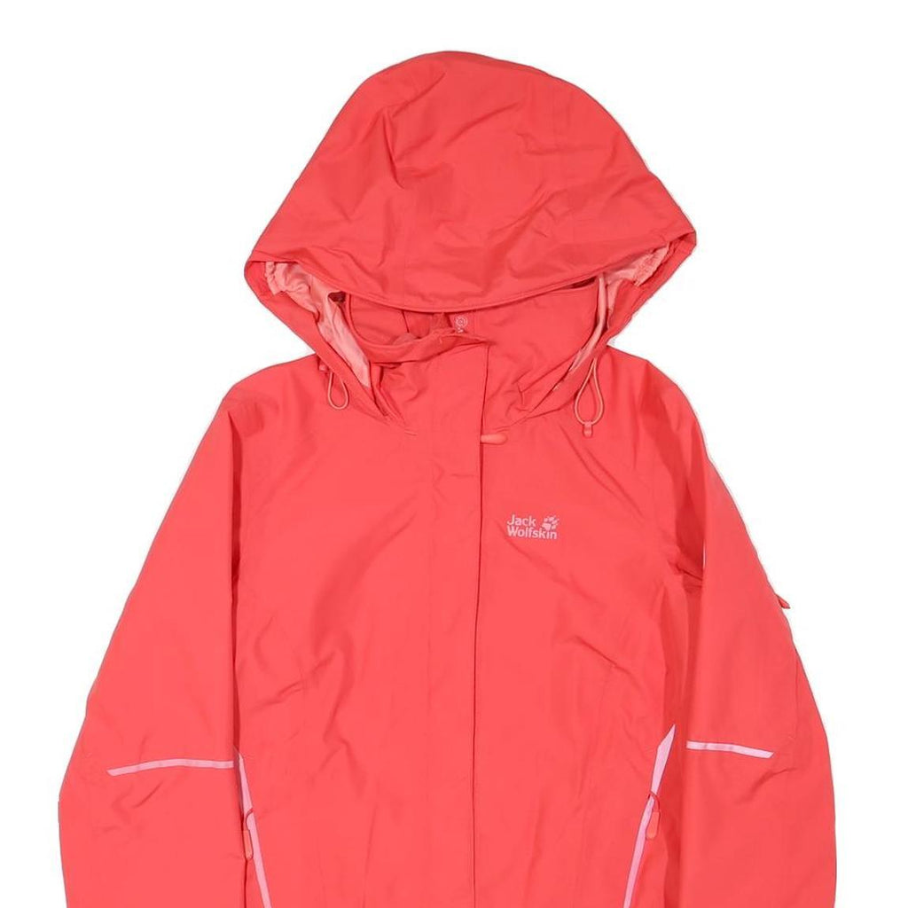 JACK WOLFSKIN Womens Red Outdoor Jacket S Polyester Blend Waterproof Hooded Zip