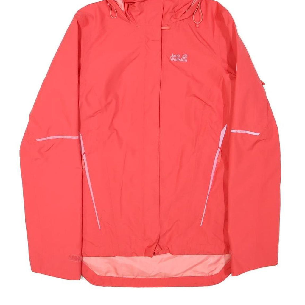 JACK WOLFSKIN Womens Red Outdoor Jacket S Polyester Blend Waterproof Hooded Zip