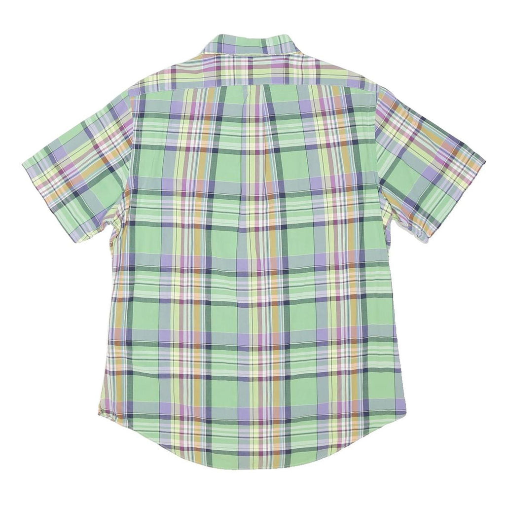 RALPH LAUREN Mens Green & Purple Check Cotton Shirt L Custom Fit Button Down