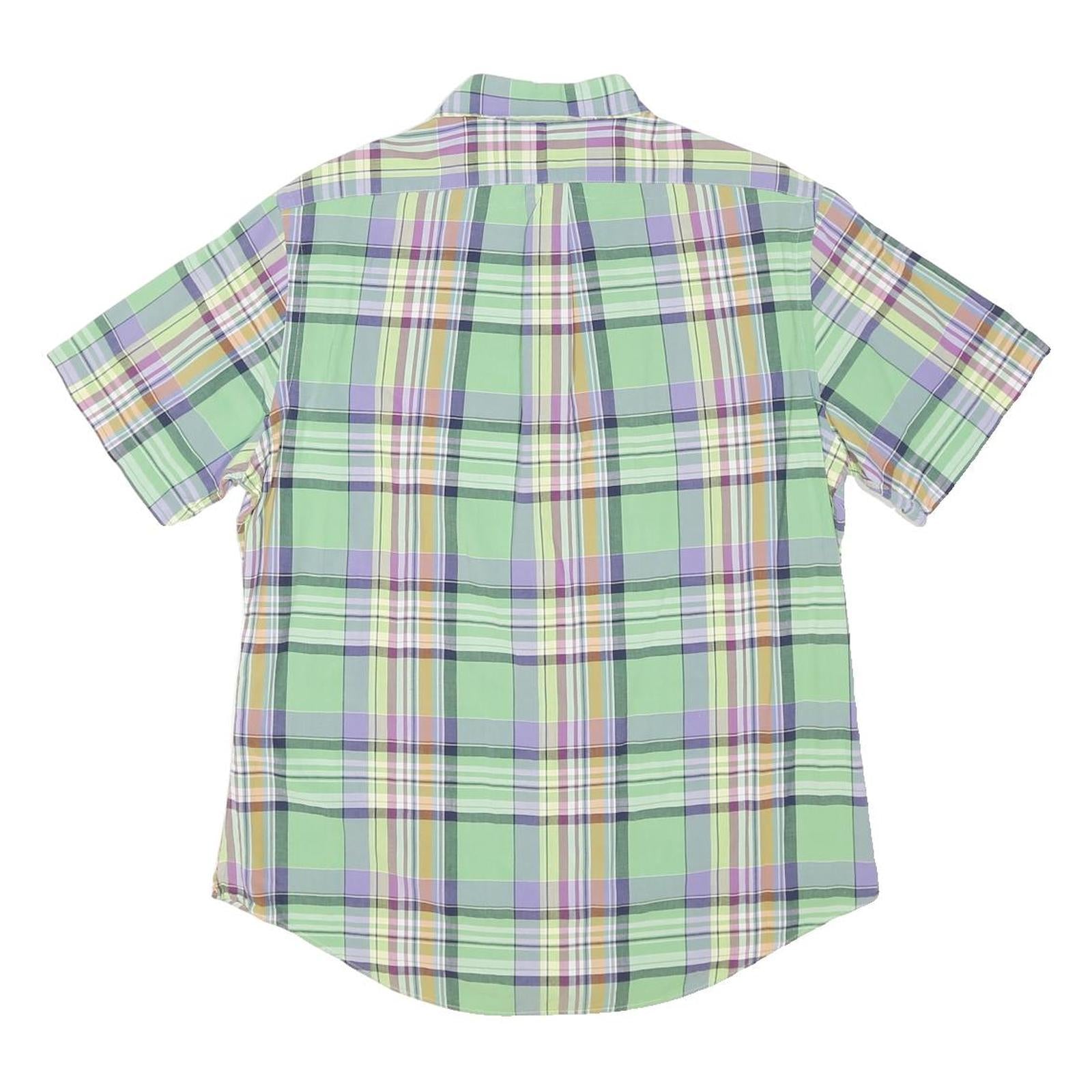 RALPH LAUREN Mens Green & Purple Check Cotton Shirt L Custom Fit Button Down