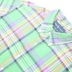 RALPH LAUREN Mens Green & Purple Check Cotton Shirt L Custom Fit Button Down