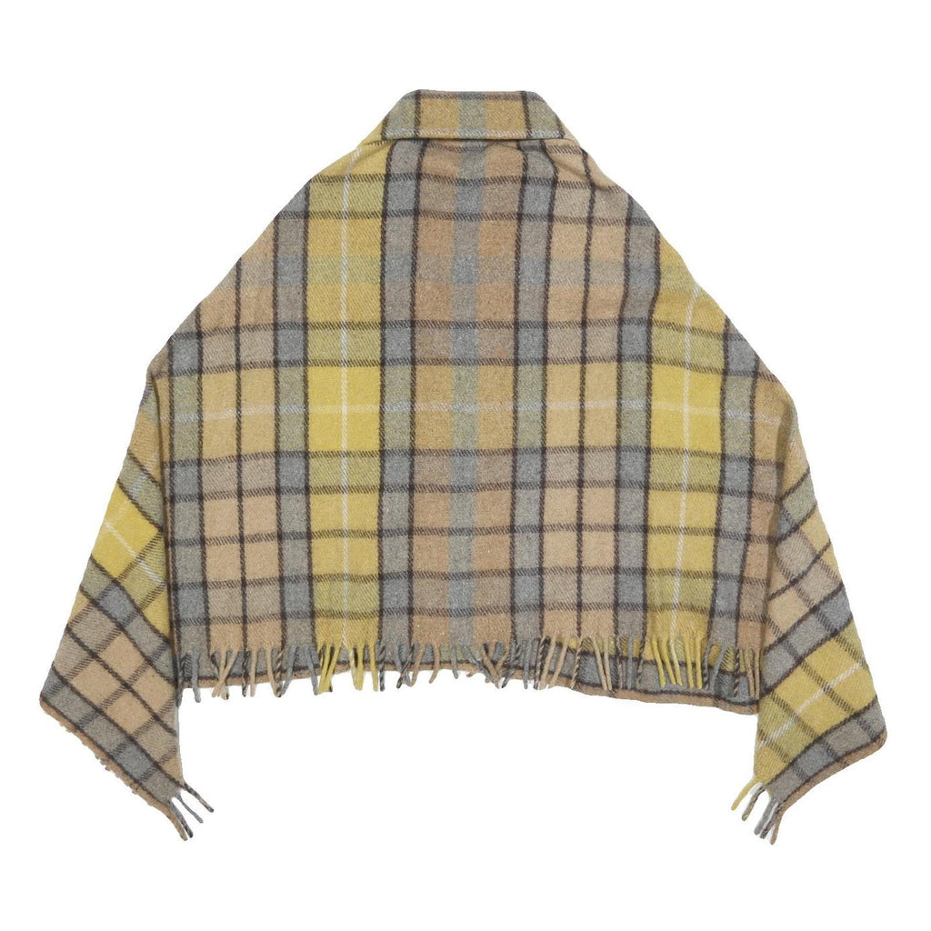 Womens Yellow Beige Check Jacket L Woven Classic Cropped Button Plain Casual