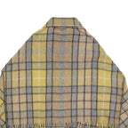 Womens Yellow Beige Check Jacket L Woven Classic Cropped Button Plain Casual