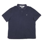 NAUTICA Mens Navy Blue Short Sleeve Plain XL Cotton Blend Polo Shirt Casual