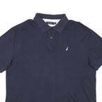 NAUTICA Mens Navy Blue Short Sleeve Plain XL Cotton Blend Polo Shirt Casual